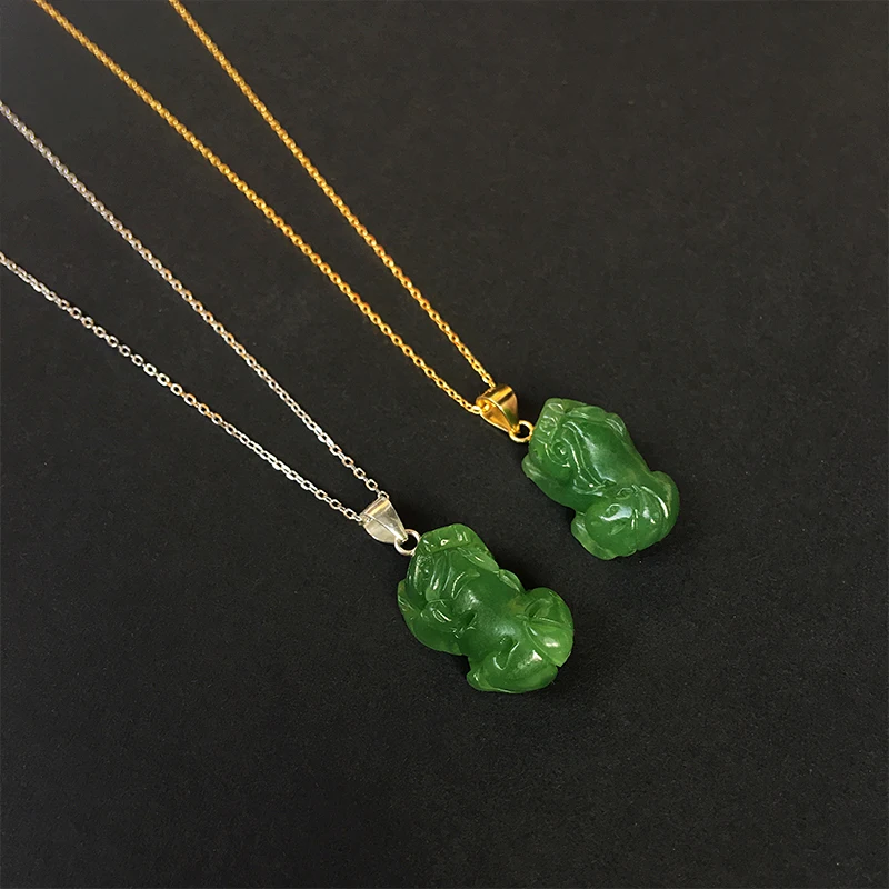 

Jasper Pixiu Pendant Jade Necklace Natural Carved Green Jewelry Women Jadeite Amulet Fashion Chinese Gifts Charm Jewelry Female