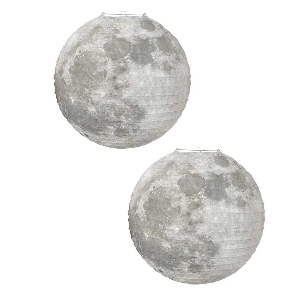 

2Pcs Simple Style Moon Printed Paper Lanterns Delicate Paper Lamp Lanterns