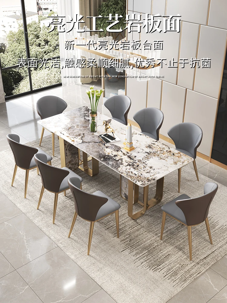 

Italian imported slate dining table luxury stone Pandora light extravagance modern simple living room dining tables and chairs