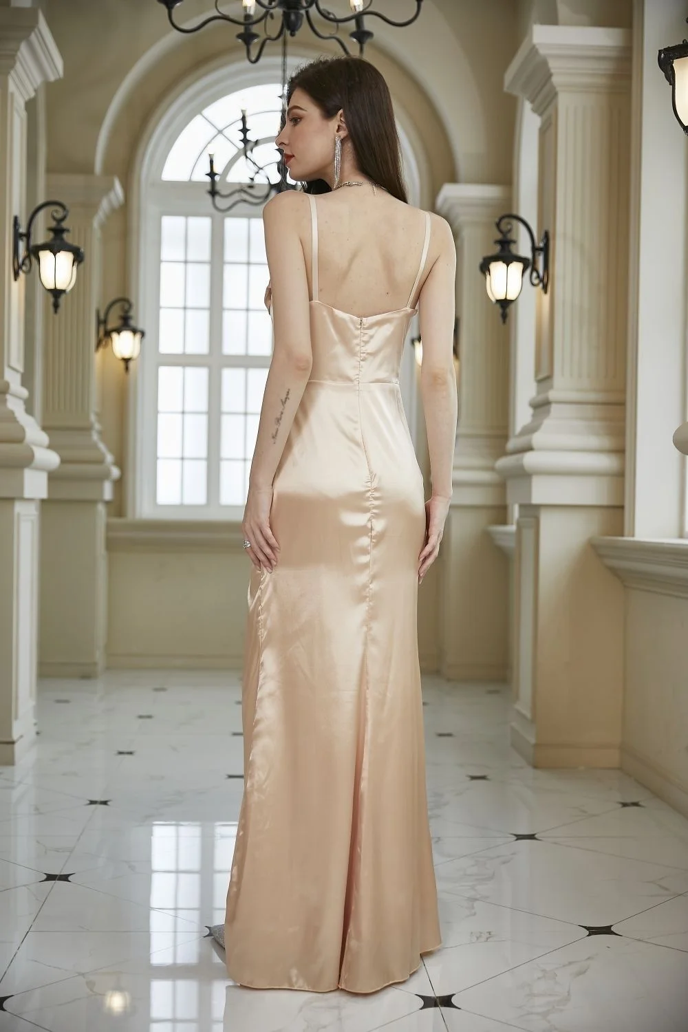 

Casual elegant slim sexy dress,New Women's Sleeveless Slim Strap Mid Rise Champagne Bridesmaid Dress Slim Fit Style2023