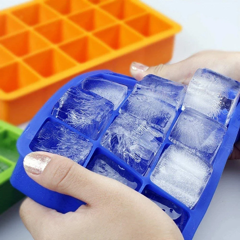 

Square Ice Cube Maker Trays 15 Holes Silicone Freezer Ice Cream Cold Drinks Whiskey Cocktails Kitchen Tools Accessories Ice Mold