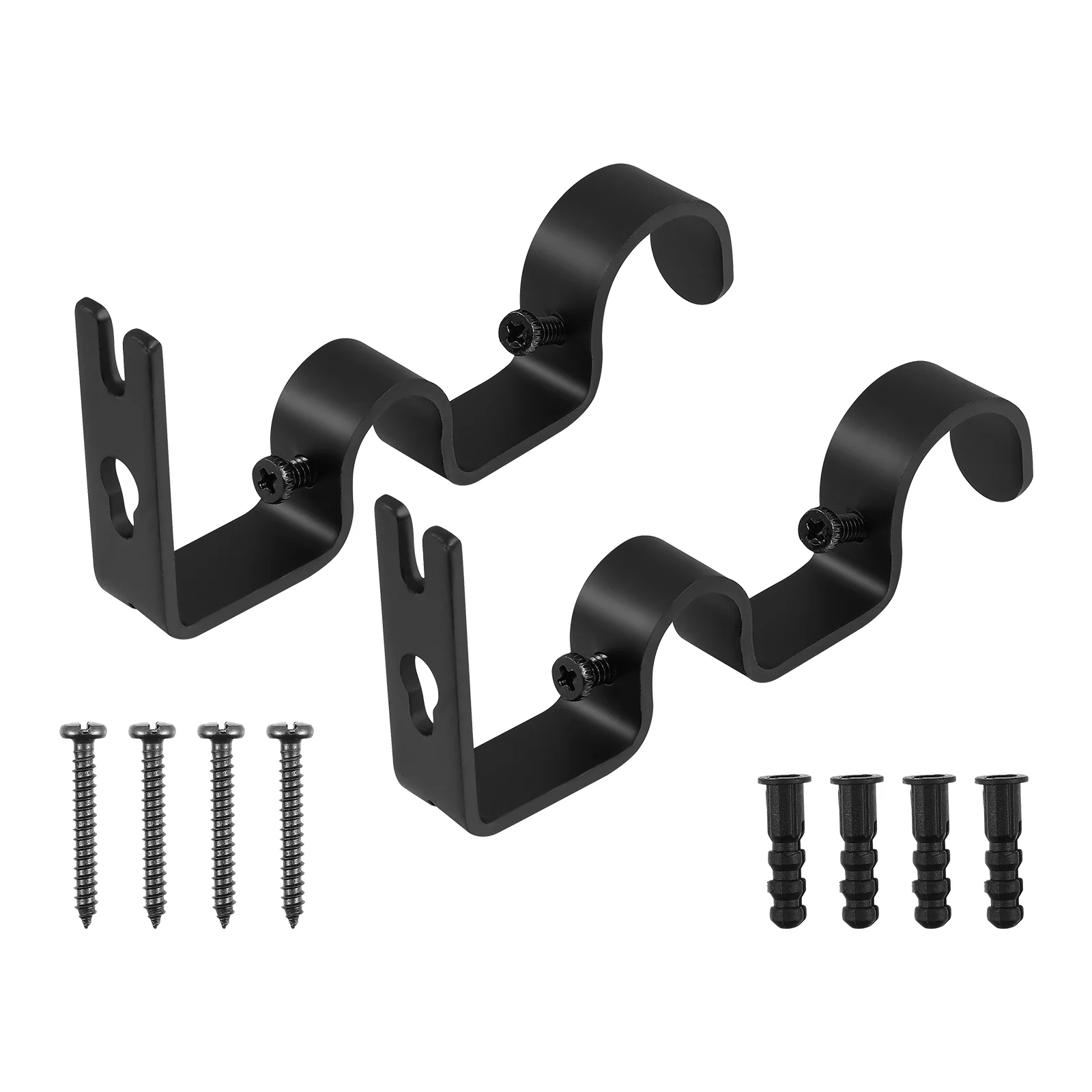 

Curtain Rod Double Bracket Brackets Holder Holders Storagepole Drapery Mounting Hook Accessories Rack Set Hanging Black Rods