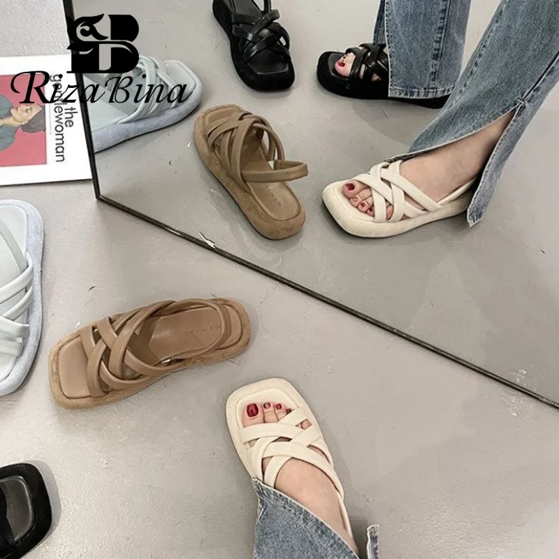 

RIZABINA New Arrivals Women Sandals Ins Style Fashion Vacation Summer Shoes Female Vacation Daily Slippers Footwear Size 35-39