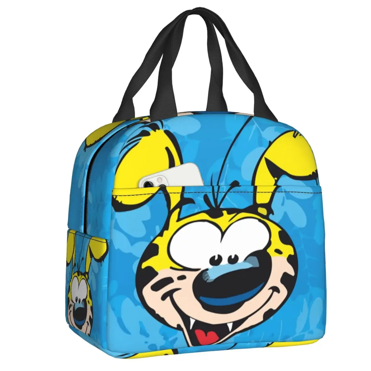 

Marsupilami Face Insulated Lunch Bags for Work School Cartoon Characters Portable Cooler Thermal Bento Box Women Kids