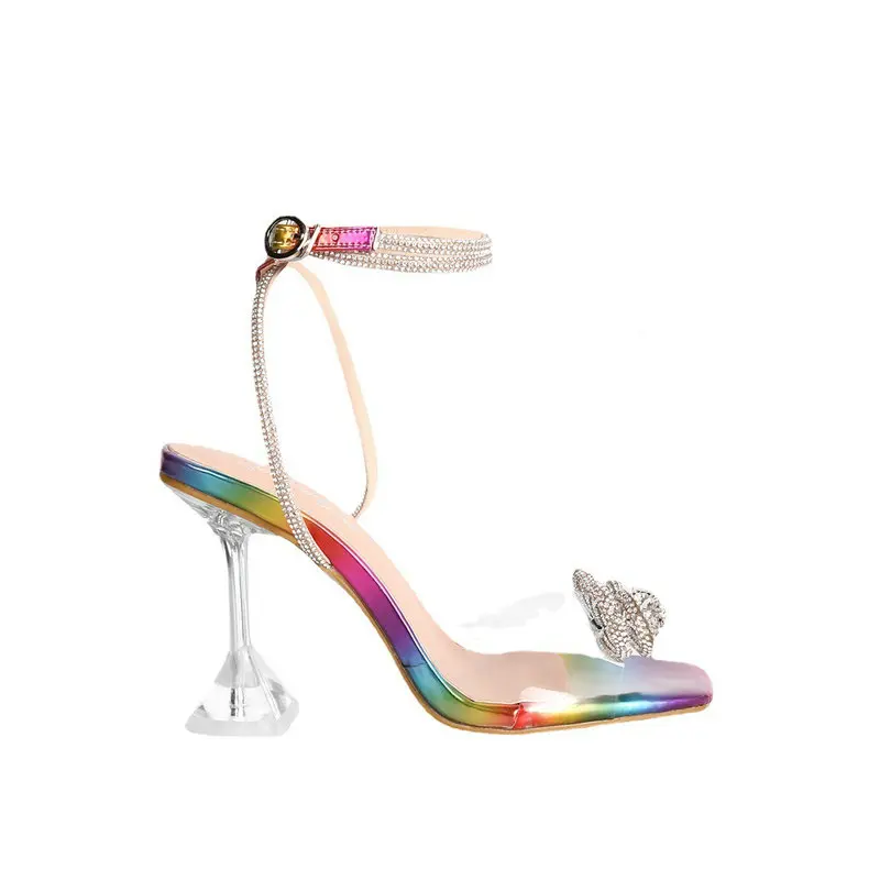 2023 Sexy Super High Heels Stiletto elegant Waterproof Platform Sandals Transparent Crystal Wedding Shoes
