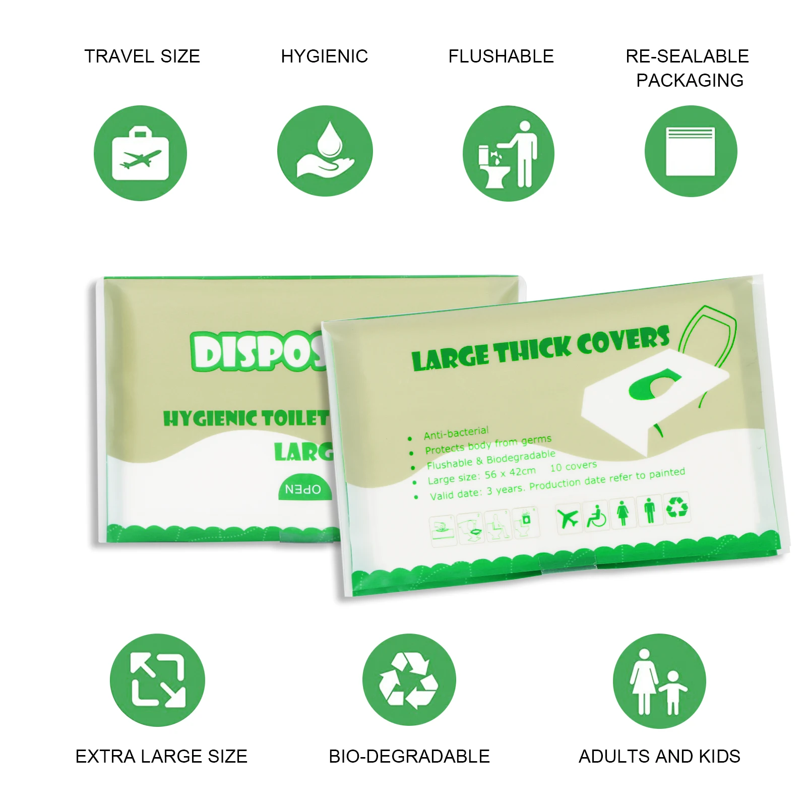 50 Pack Toilet Seat Covers Paper Flushable,Travel Disposable Flushable Paper Toilet Seat Covers  Adults and Kids Potty Training