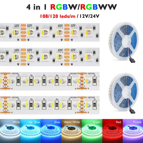 RGBCW RGBW светодиодная лента 12В/24В 5м