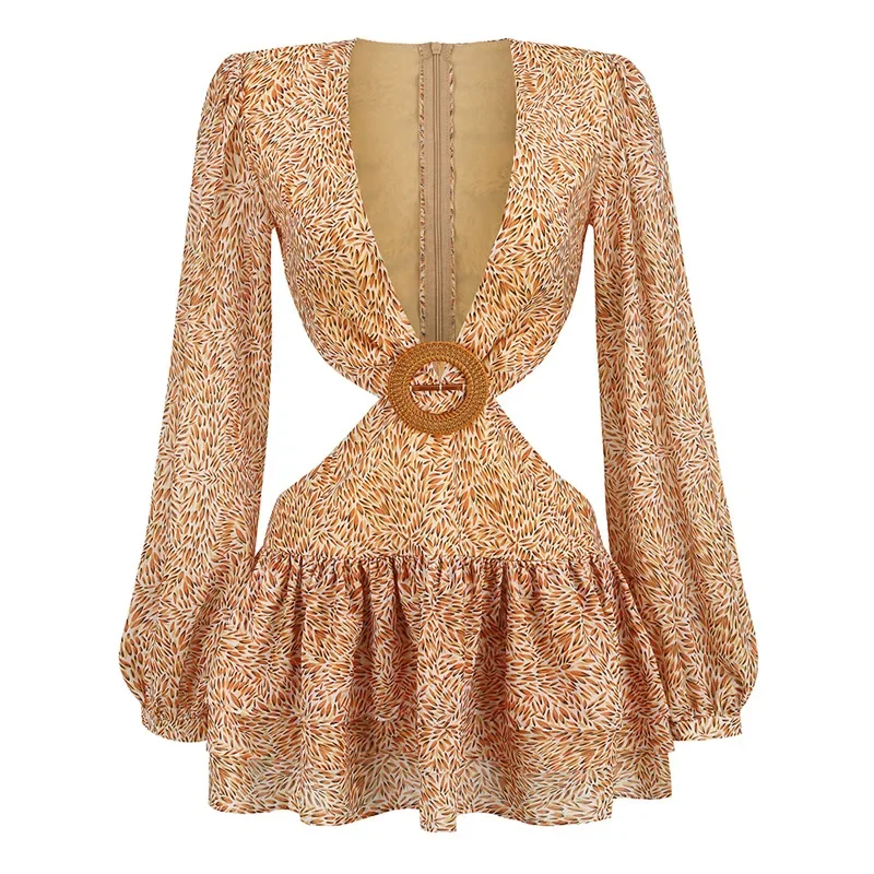 Элегантное элитное женское леопардовое платье-комбинация с глубоким V-образным