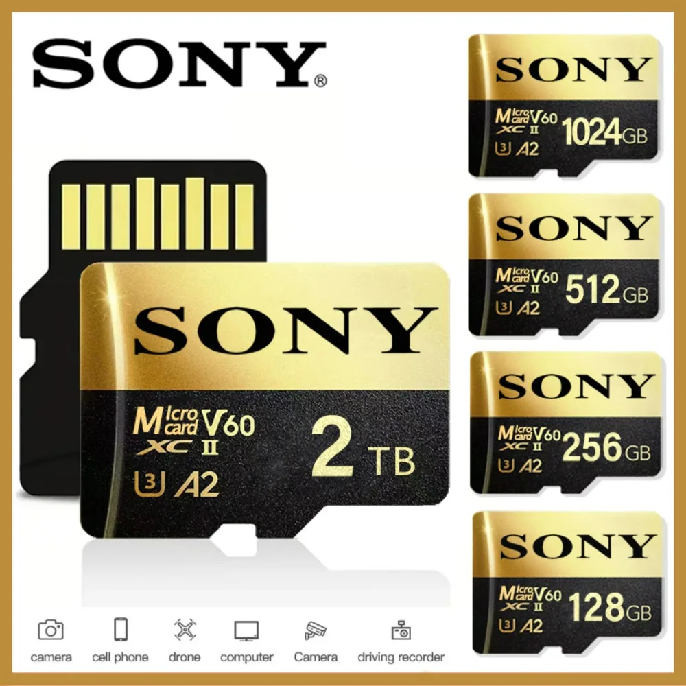 Новая оригинальная карта SONY Micro SD 2TB 1TB Высокоскоростная памяти 512GB 128GB Class TF Card для