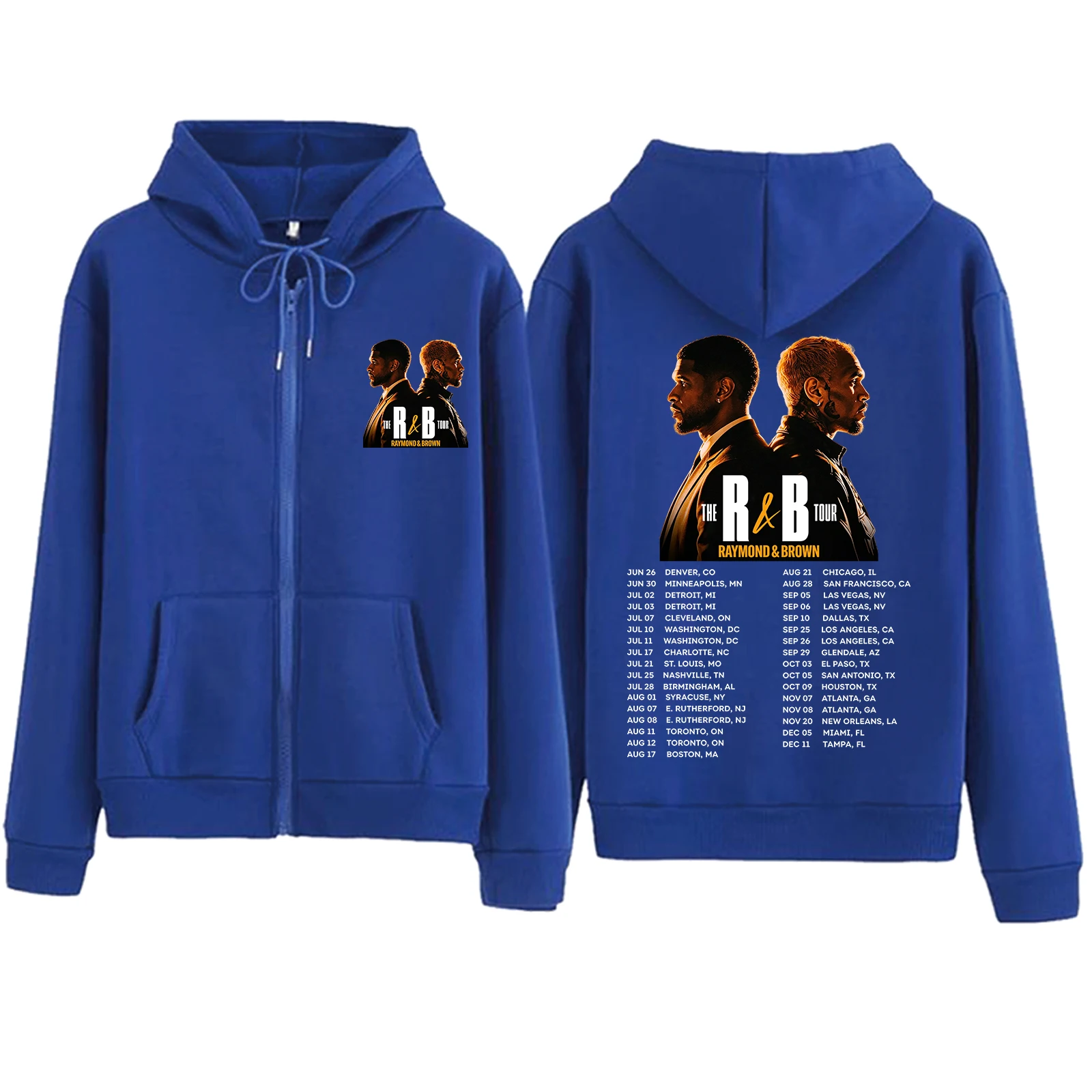 Фото Худи на молнии Usher Chris Brown The R&B Tour 2026, повседневная толстовка оверсайз, уличная одежда унисекс, хип-хоп куртка с капюшоном на молнии №5