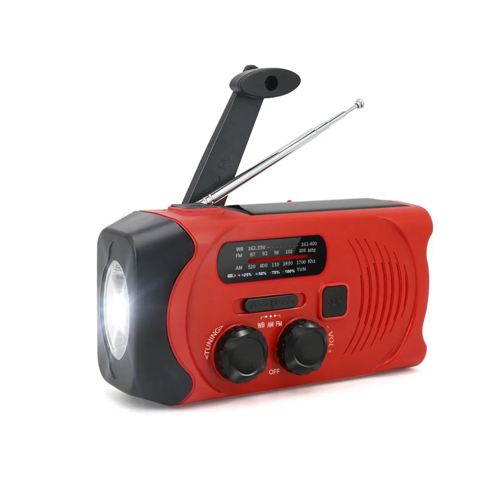 hand crank solar emergency radio phone charger us version multifunctional receiver frequency led flashlight hiking backpacking free global shipping