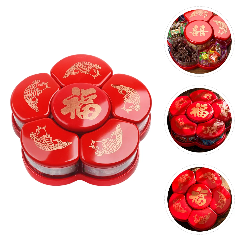 

Serving Tray Candy Snack Box Nut Divided Plate Platter Storage Fruit Lid Container Appetizer Snacks Bowl Chinese Plates Dish
