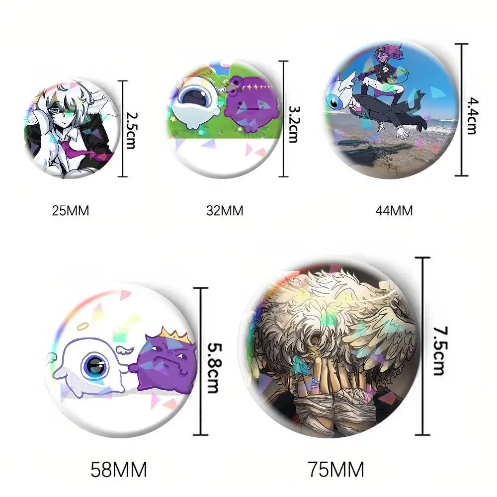 Фото Значки-броши Wemmbu Eggchan Taxduo Round B-Button 75мм, 58мм, 44мм, 25мм для рюкзаков, шляп, аксессуаров, игрушек №2
