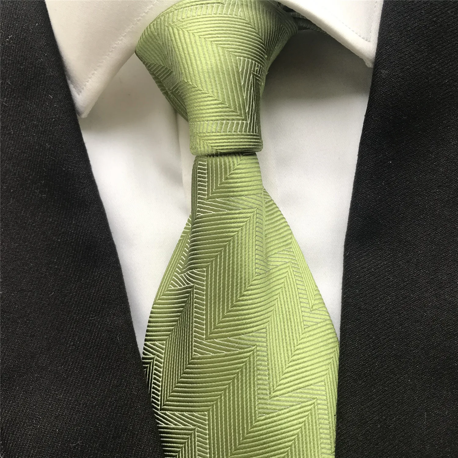 

10 cm Width New Design Men's Ties Jacquard Woven Neck Tie Cravatas Green Geometric Neckties for Men