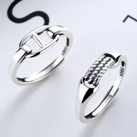 original 925 sterling silver womens rings korean version classic retro twist face open adjustable couple finger ring jewelry