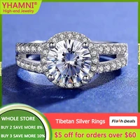 with credentials 18k white gold color tibetan silver rings for women round imitation diamond wedding band allergy free jewelry