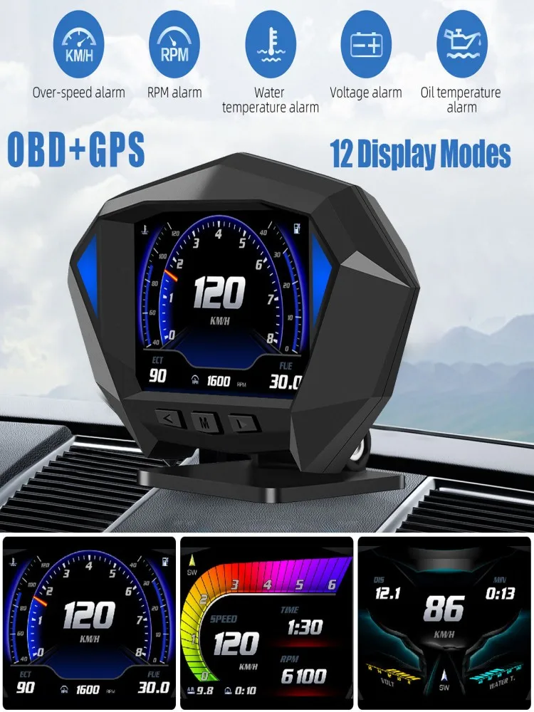 

Бортовой дисплей OBD с ЖК-дисплеем высокой четкости, универсальный градиентный измеритель высоты для внедорожников