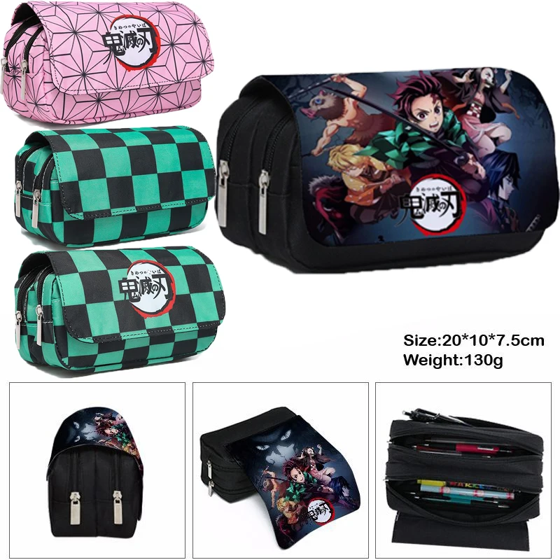 

Anime Demon Slayer Kimetsu No Yaiba Pencil Case Zipper Makeup Bag Pen Stationery Bags Catoon Pencil Box Woman Cosmetic Bag