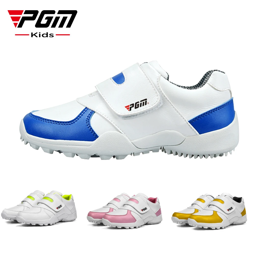 PGM Children's Girls And Boys Golf Shoes For Outdoor Sports Shoes Non-Slip Waterproof Portable Velcro