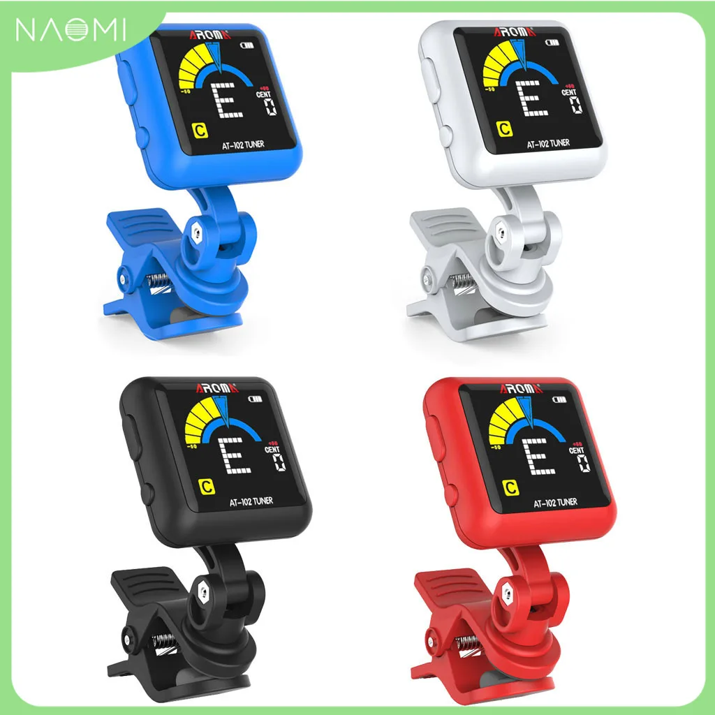 

AROMA AT-102 Tuner Rechargeable Guitar Tuner 360 Degree LCD Screen W/ USB Cable Chromatic Guitar Bass Ukulele Tuner Accessories