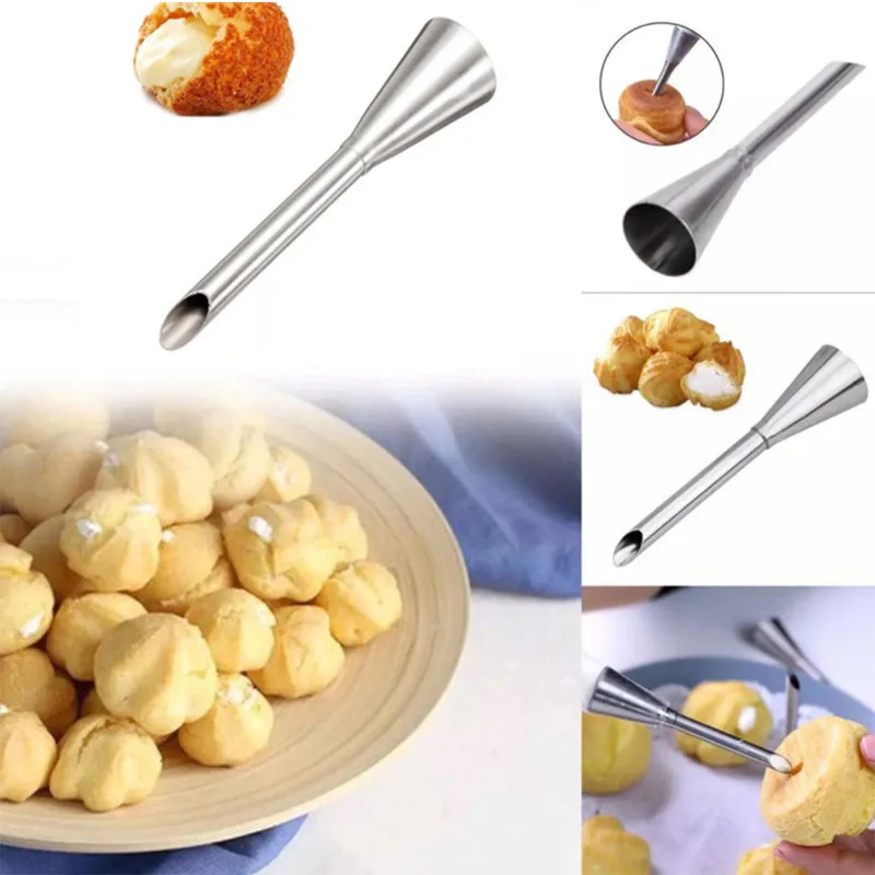 

Stainless Steel Puff Pastry Tool Squeeze Puff Cream Filling Flower Mouth Tool Kitchen Baking Tool