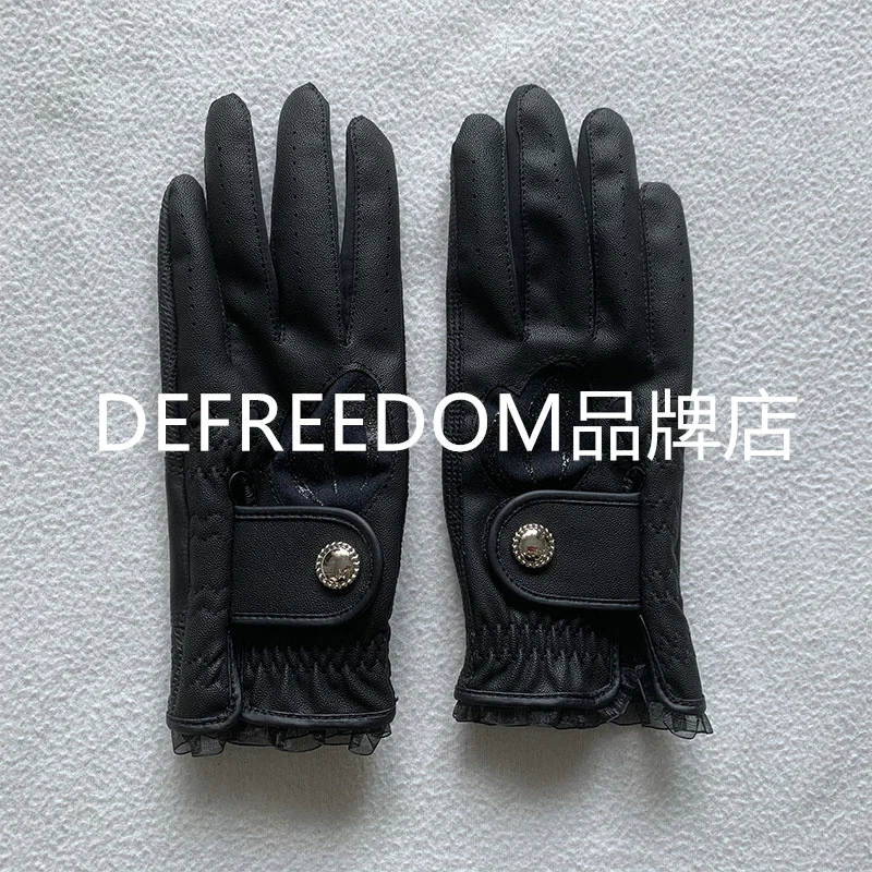 New Golf Ladies Leather Non-slip Sun Protection Gloves Microfiber Cloth Gloves