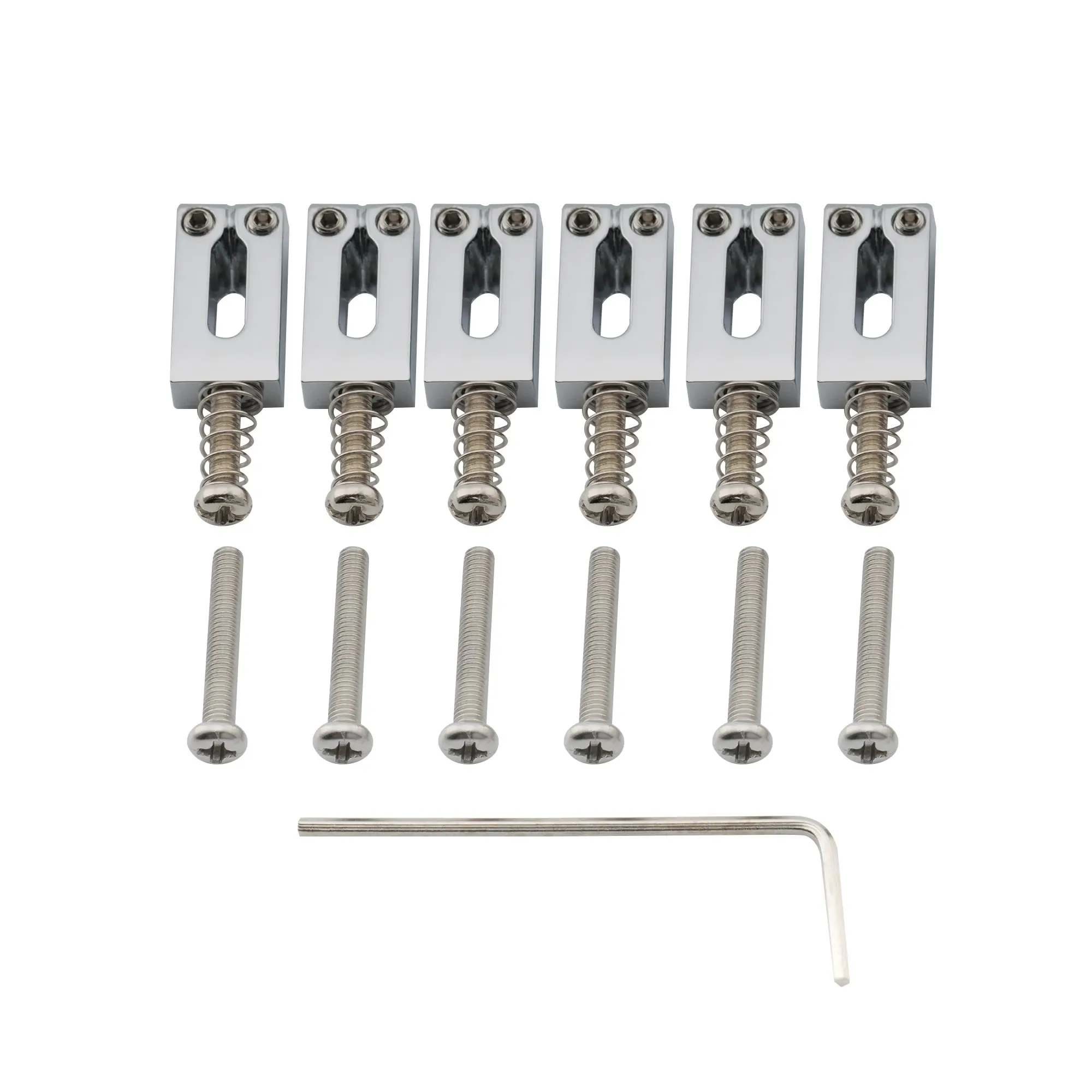 

Musiclily Pro 10.8mm Modern Style Zinc Alloy Bridge Saddles for Import Strat Tele Electric Guitar, Chrome (Set of 6)