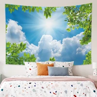 landscape blue sky tapestry psychedelic boho hippie trippy aesthetic wall hanging bedroom living room dorm home decor blanket