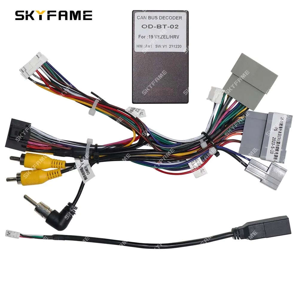 

SKYFAME автомобильный 16-контактный жгут проводов адаптер Canbus Box декодер Android радио кабель питания для Honda Vezel OD-BT-02