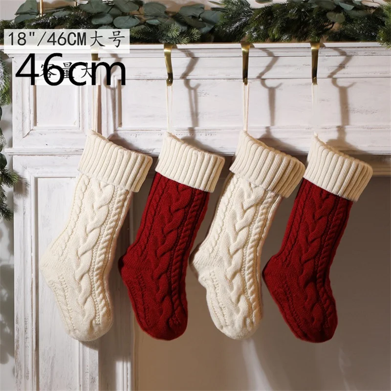 

18"/46CM Large Capacity Christmas Gift Bag Decorative Socks Christmas Stocking Hanging Xmas Tree Ornaments Christmas Decorations