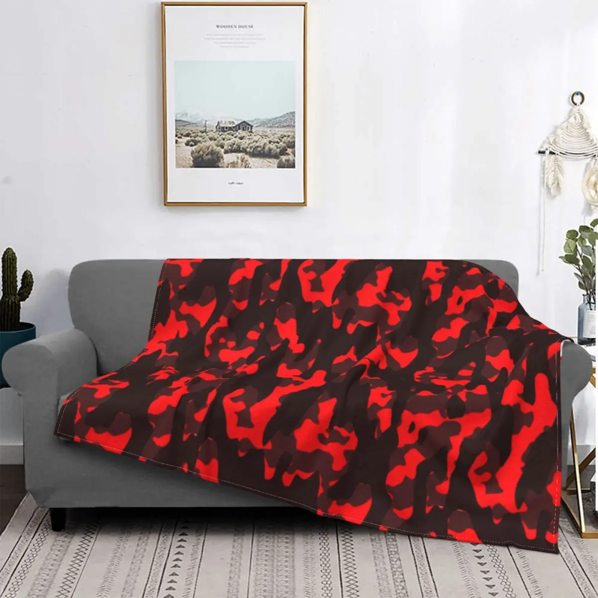 

Camo Blankets Fleece Summer Military Multifunction Super Warm Throw Blanket for Sofa Office Rug Piece MARPAT Woodland Camouflage