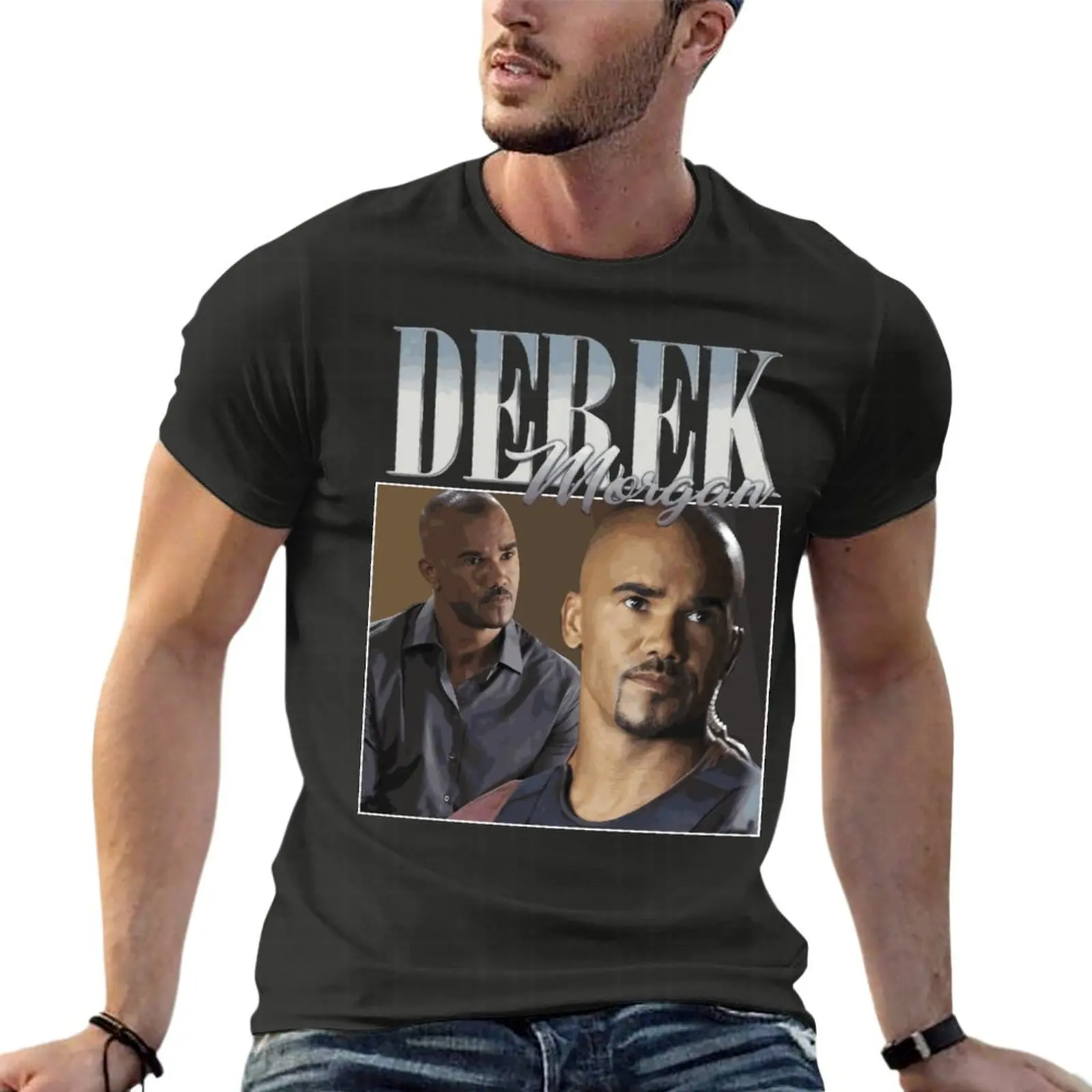 

Derek Morgan Criminal Minds Tv Series Fan Oversize T Shirts For Mens Clothes Short Sleeve Streetwear Large Size Top Tee