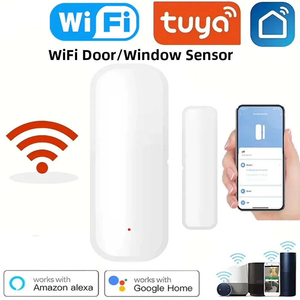 

2023 Hot Door Window Sensor Tuya WiFi Smart Home Wireless Door Open / Closed Detector Smart Life Control Via Alexa Google Home