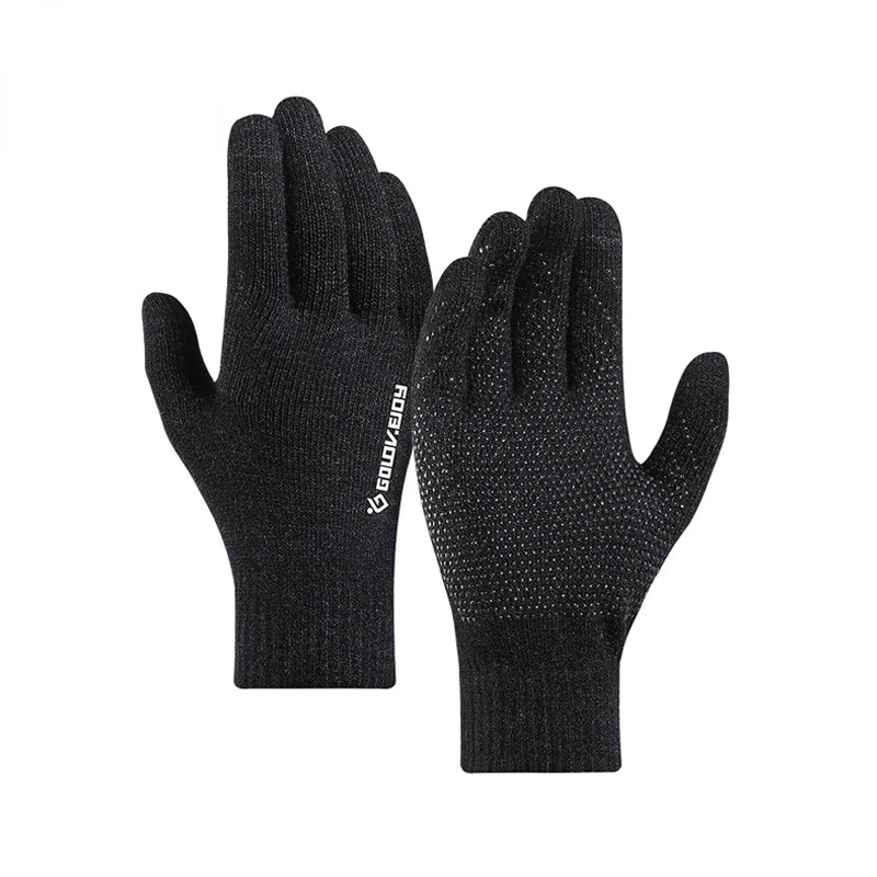 

Knitted gloves winter full palm touch screen men plus velvet warm non-slip cycling