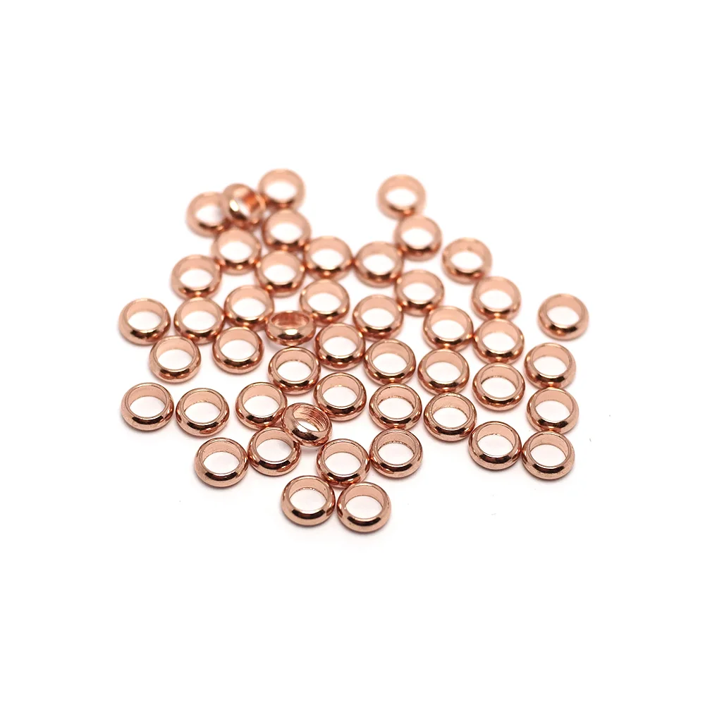 

30pcs Disc Bead Spacers,Stainless Steel Rose Gold Mini Ring,Leather Rope Bracelet Positioning Ring, Beaded DIY Jewelry Connect