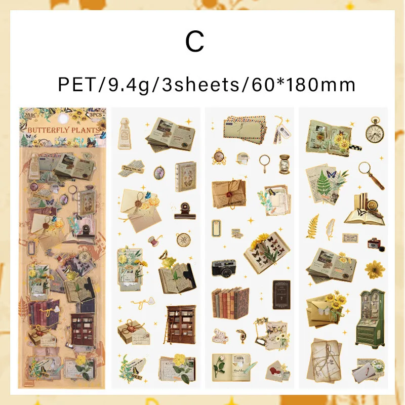 

Journamm, 3 шт., Винтажные наклейки с животными