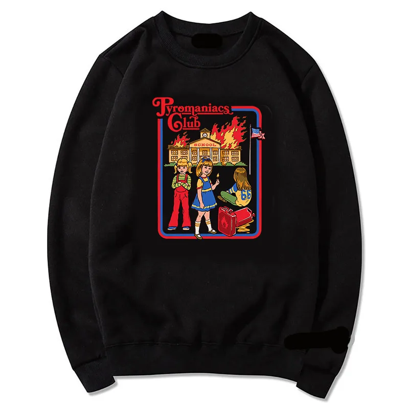 

Funny Satan Demon Pyromaniacs Club Crewneck for Men Sweatshirt Men Women Autumn Winter Keep Warm Harajuku Casual Sportswear