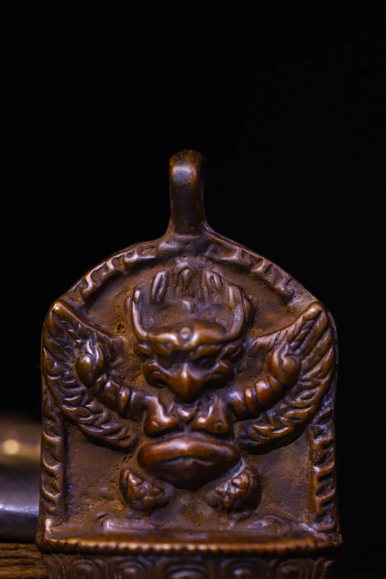 Коллекция тибетских храмов 3 дюйма старый Бронзовый циннабар Гарда дхваджа шесть