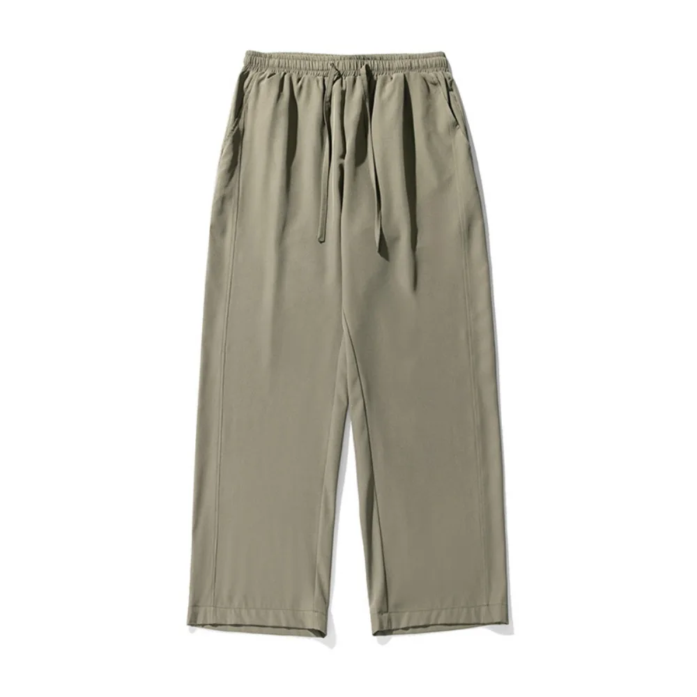 Крутые повседневные летние мужские брюки из ледяного шелка свободные прямые