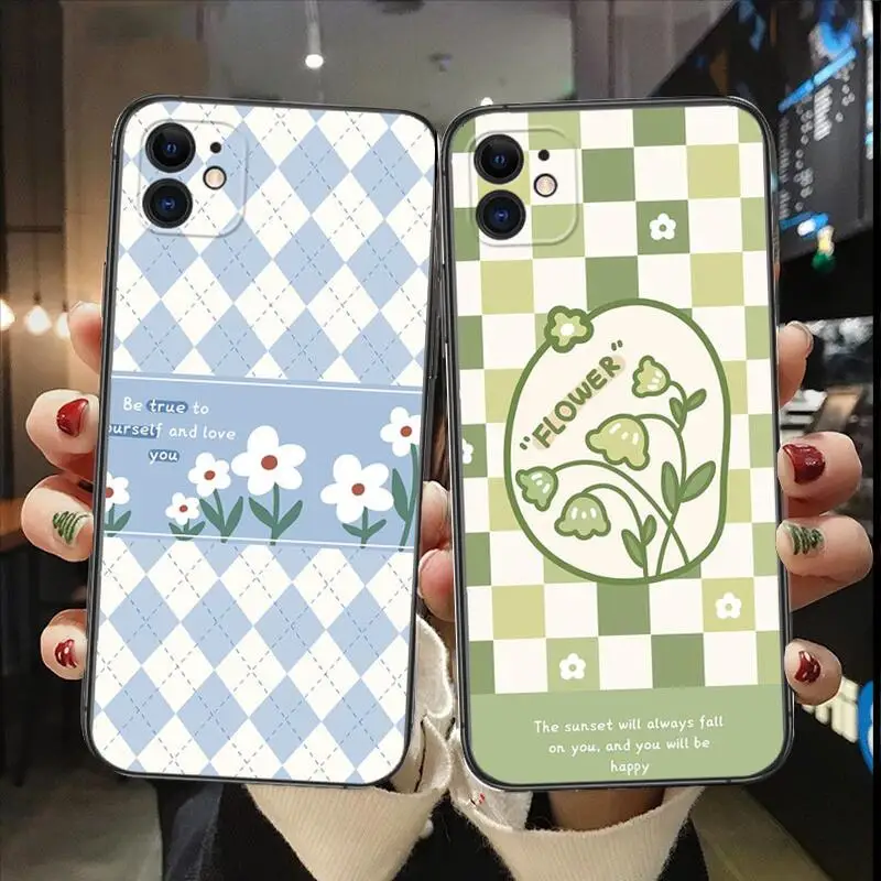 

Checkered Decor Dumb Black Phone Case for IPhone 14 13 12 11 Pro Max Mini SE XR X XS Max 8Plus 7plus 6 6S New Shell Phone Cover