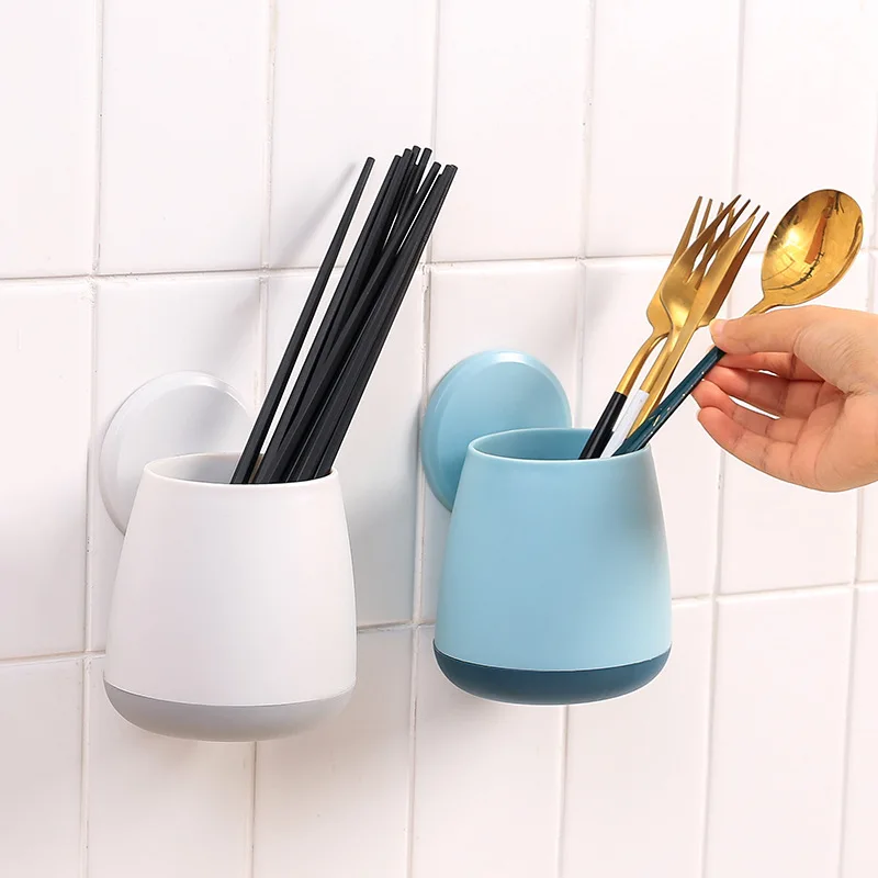 

Bathroom Toothbrush Holder Toothbrush Storage Rack Kitchen Chopsticks Tableware Drain Shelf Organizer Toothpaste Wall-Mounted