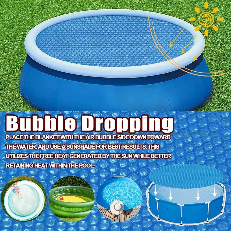 Round Heat Insulation Swimming Pool Solar Cover Protective Hot Tub Thermal Blanket Reduce Energy Consumption Cover Pool Accessor