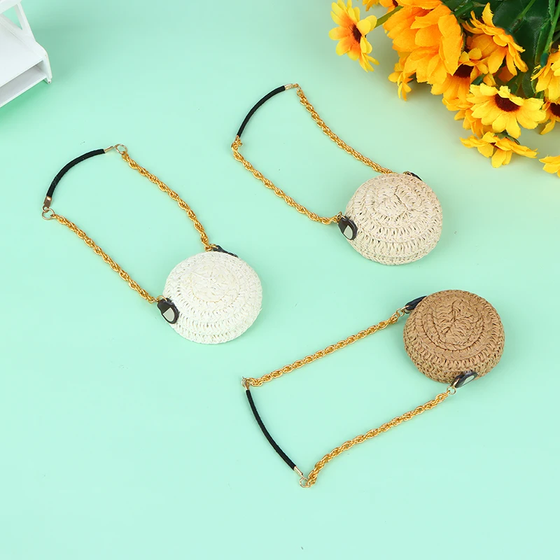 

1/12 круглая плетеная Сумка через плечо для кукольного домика, соломенные сумки через плечо для мини-кукол, аксессуары для кукол, украшение дл...