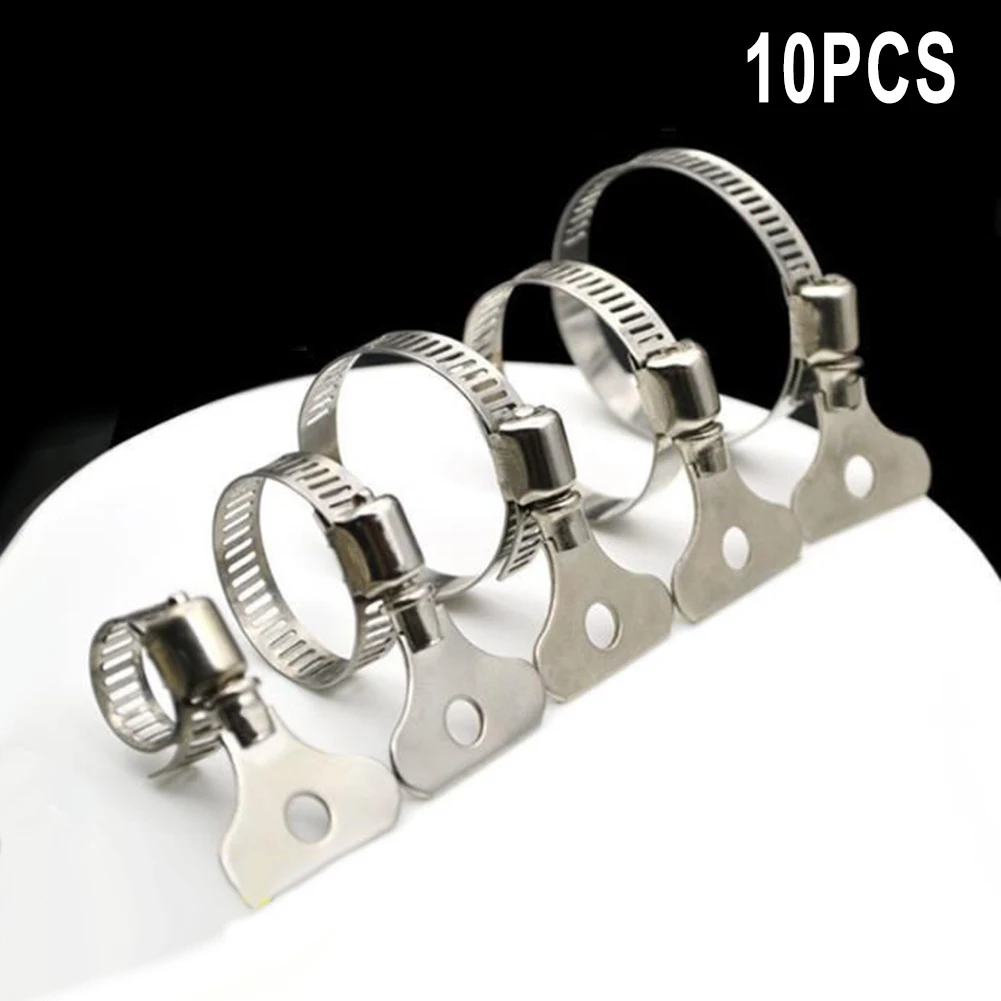 

10pcs 6-38mm Stainless Steel Worm Drive Hose Clamp Fuel Pipe Water Tube Jubilee Clips Metal Clamps For Tubes Woodworking Tools