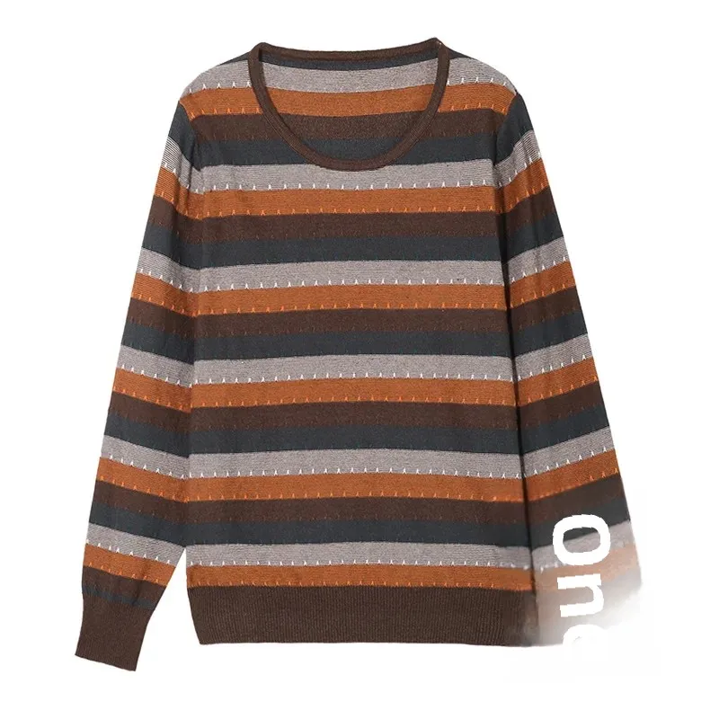 Трикотажный свитер в полоску для мам среднего возраста повседневный пуловер с