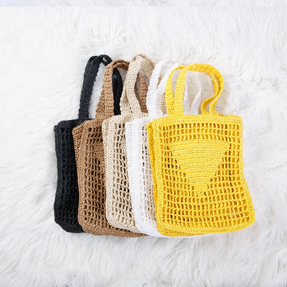 

Hollow Letter Straw Woven Handbag Women Shoulder Bags Summer Beach Pastoral Style Weaving Hollow Shoulder Bag Handbag Storage