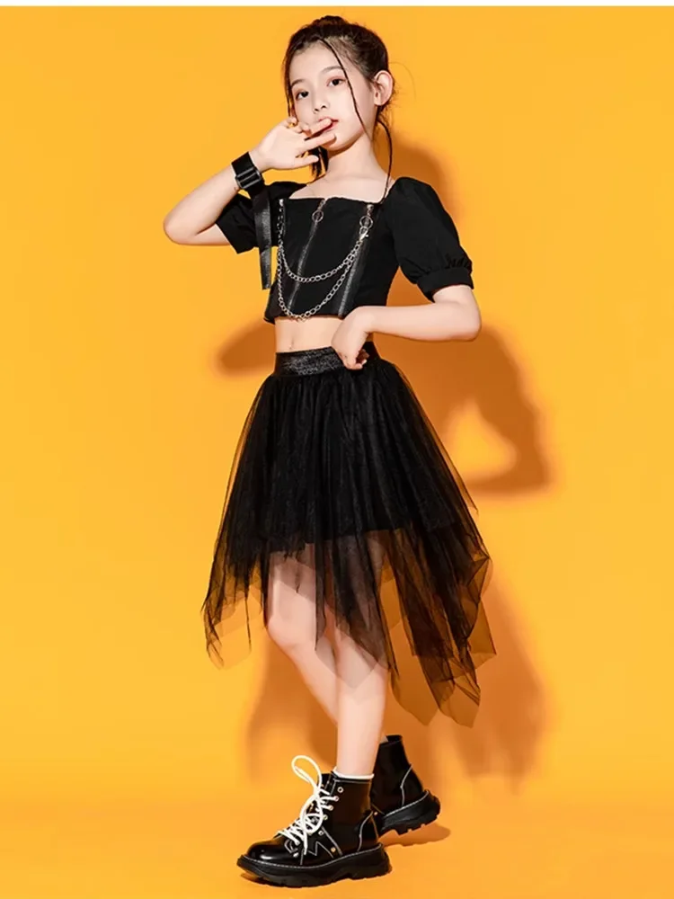 Одежда в стиле хип-хоп для девочек укороченная футболка с квадратным вырезом и