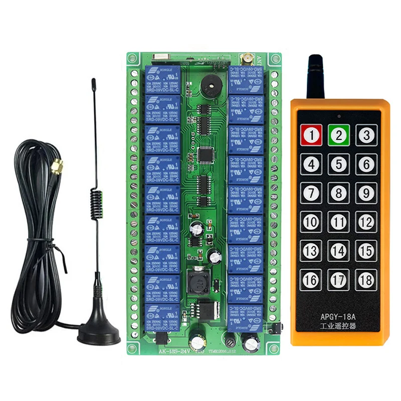 Реле беспроводное 2000 м, 12 в пост. Тока, 24 В, 18 каналов, 433 МГц