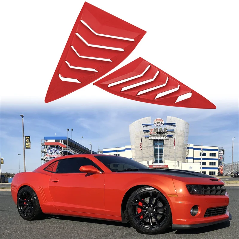 

Side Window Scoop Louvers ABS Visor Cover Sun Rain Shade Vent for 2010-2015 Chevrolet Camaro LS LT RS SS Red Exterior Accessorie