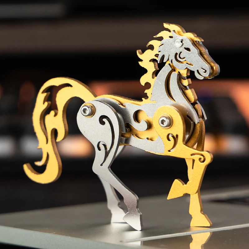MOKR Зодиак Лошадь Цвет Животных 3D Металлический Пазл Подарок Игрушки Для Детей